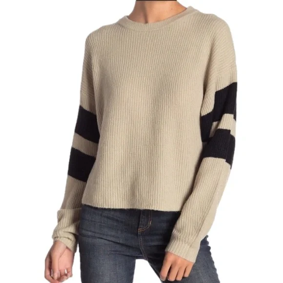 John Jenn Sweaters John Jenn Varsity Striped Black Cream